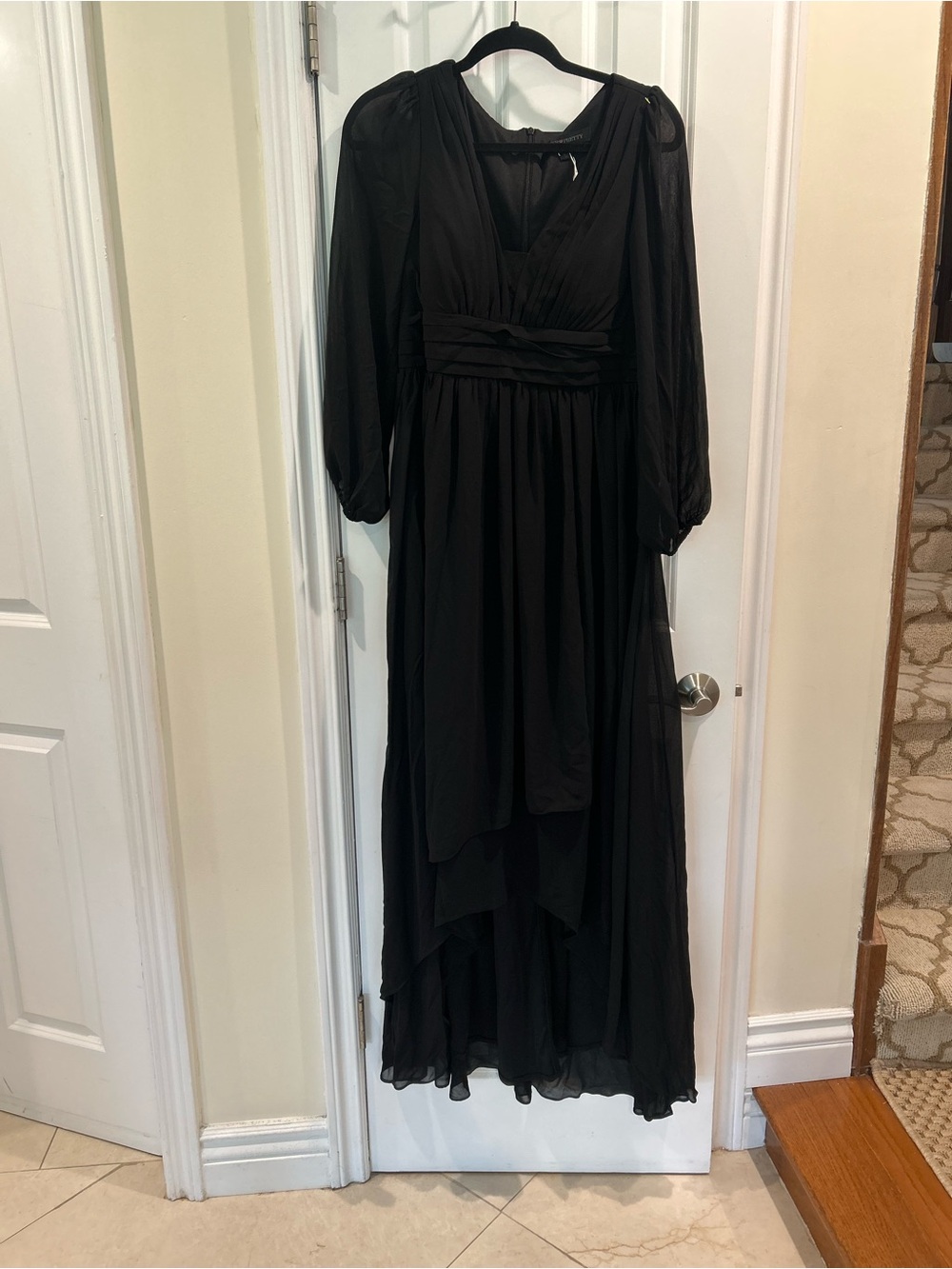 New Ever Pretty black Chiffon High-Low Maxi Dress Plus Size 12 Formal - Picture 3 of 7